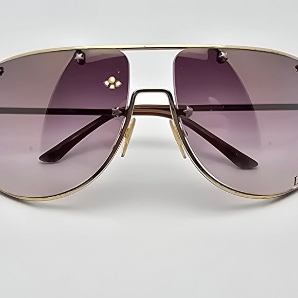 Christian Dior Diorwindshield1 Gold Frame Silver Mirror Aviator Y2K Sunglasses - Picture 11 of 15